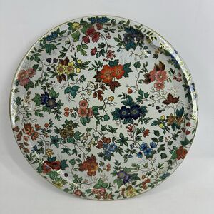 Vintage 15” Daher Floral Metal Decorative Tray